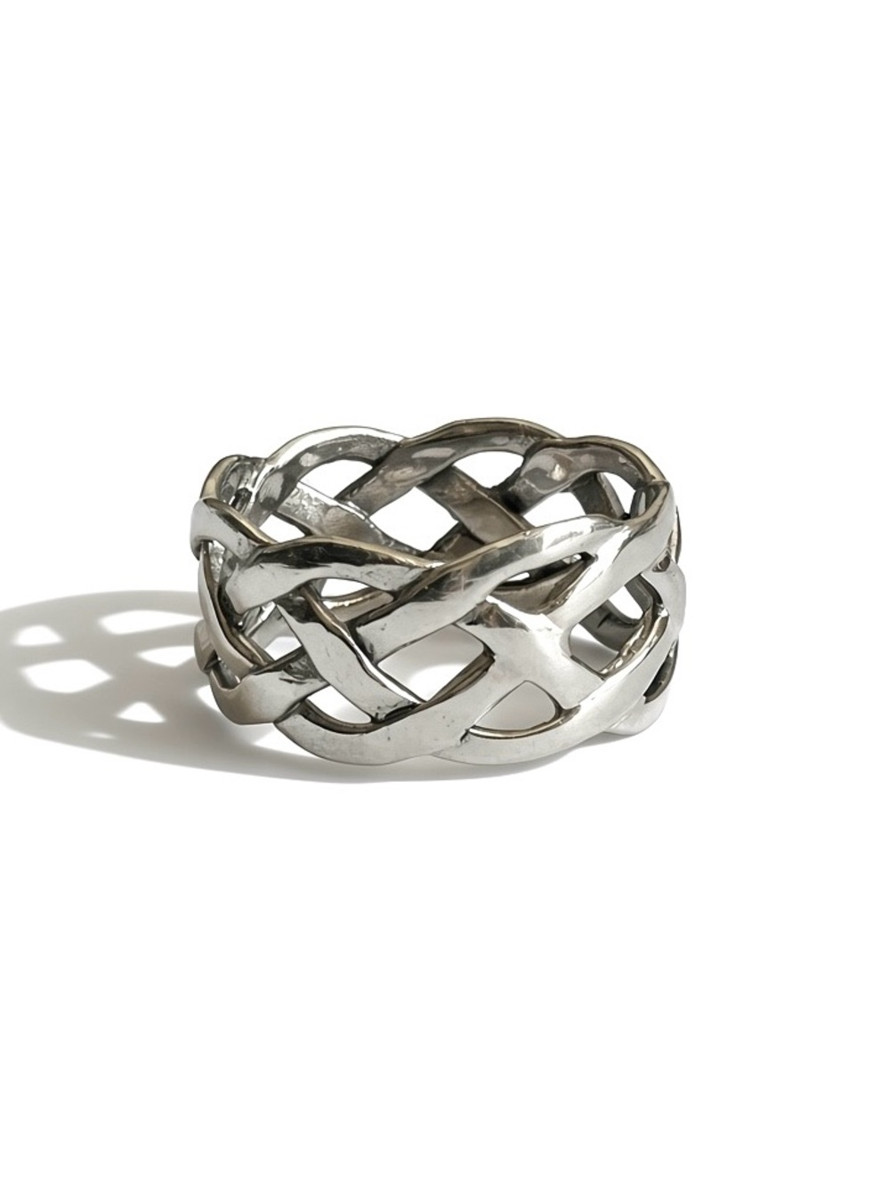 925 Sterling Silver Woven Silver Dome Ring -  US: 8